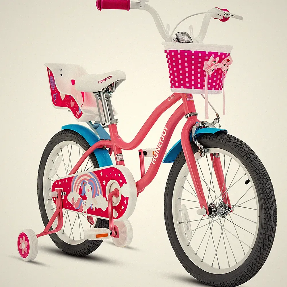18 Inch Kids Bike Children's Bicycle with Training Wheels & Storage Basket