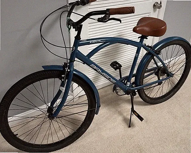 Blue Cruiser Bike with Brown Seat and Grips, 26" Wheels, Complete Bicycle